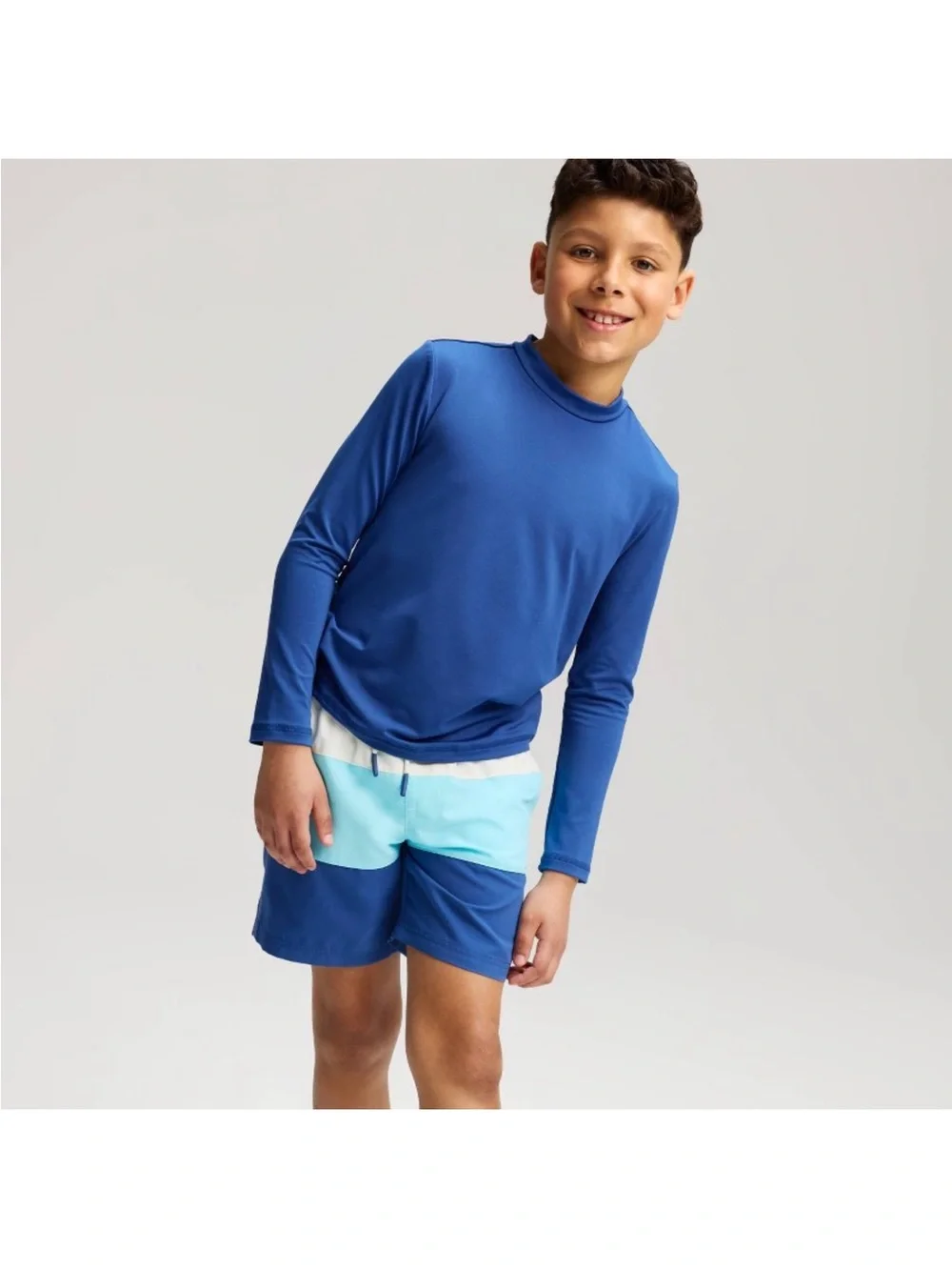 Cat & Jack White, Baby Blue dark Blue  Colorblock Swim Trunks
